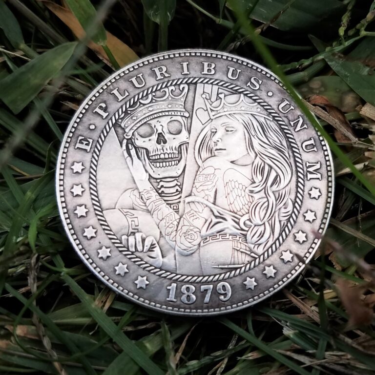 1879 Tattoo Princess with Her Skeleton King Medallion Art - comes with Display Standa - Image 4