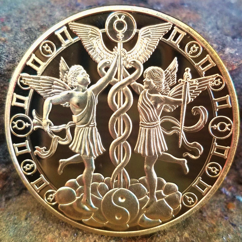 Gemini Zodiac Coin | Gold Plated Medallion for Astrology 1.57" & Display Stand - Image 3