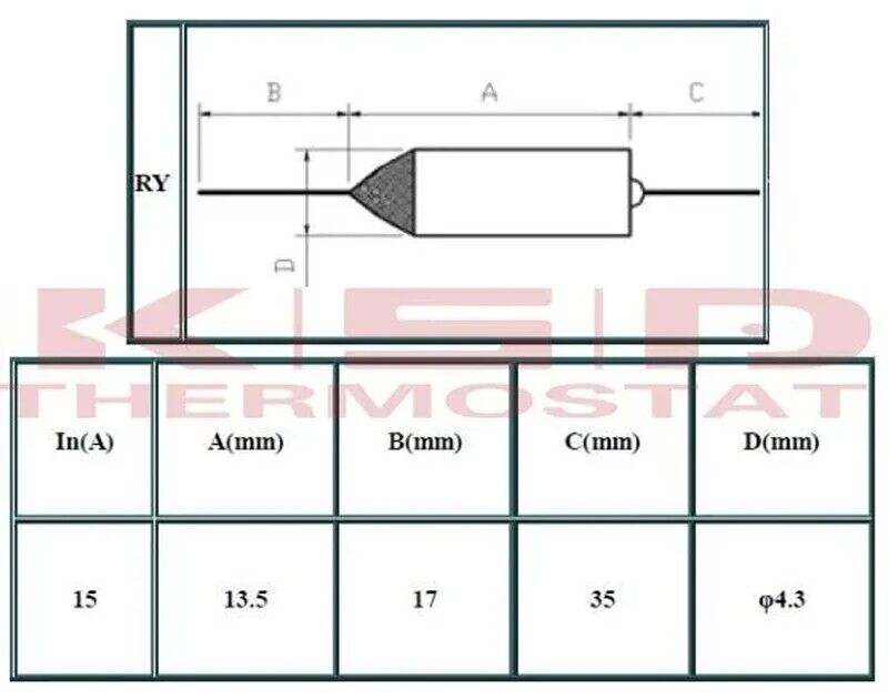 5 Pieces Thermal Fuse Cutoff RY TF | 150°C 302°F | 15Amp | 250V A31 | US Ship