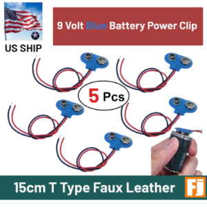 Blue 9V 15cm Battery Connector T Type Clip Plug Wire 9 Volt 5 PCS | US SHIP