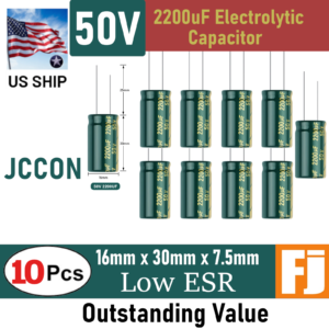 10 Pcs 50V 2200uF | 16x30mm | JCCON Low ESR Electrolytic Capacitor |  US Ship