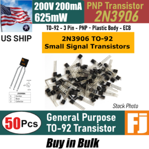 50pcs 2N3906 3906 PNP Transistor TO-92 40V 200mA 625mW | US Ship