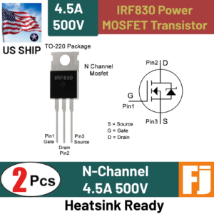 2 Pcs IRF830 "IR" Power MOSFET N-Channel 4.5A 500V Transistor 100W | US Ship