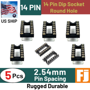 5 Pcs 14 Pin DIP Round Pin 2.54mm IC Socket Adaptor | Round Hole | US Ship