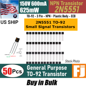 50pcs 2N5551 5551 NPN Transistor TO-92 150V 600mA 625mW | US Ship