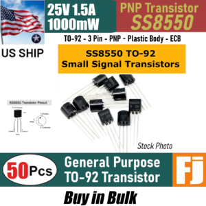 50pcs SS8550 PNP Transistor TO-92 25V 1.5A 1000mW | US Ship