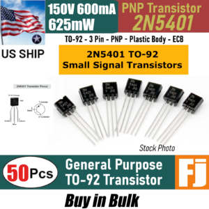 50pcs 2N5401 5401 PNP Transistor TO-92 150V 600mA 625mW | US Ship
