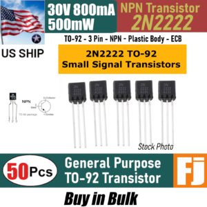 50pcs 2N2222 2222 NPN Transistor TO-92 30V 800mA 500mW | US Ship