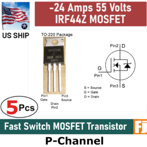 5pcs IRF9Z24N IRF9Z24 Power MOSFET Transistor -24A 55V Fast Switching | US Ship