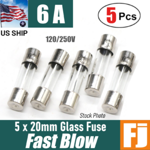 5 Pcs  Fast-Blow Fuse 6A 250V Glass Fuses 5 x 20 mm (6 amp) | US Ship