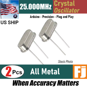 2 Pieces | 25.000 MHz  | HC-49S | Crystal Oscillator Arduino Raspberry | US SHIP