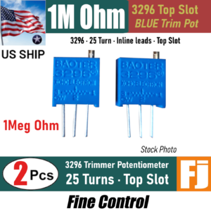 2 Pcs 3296 1M OHM Trimmer Potentiometer (105) POT 25 Turn Top Slot | US Ship