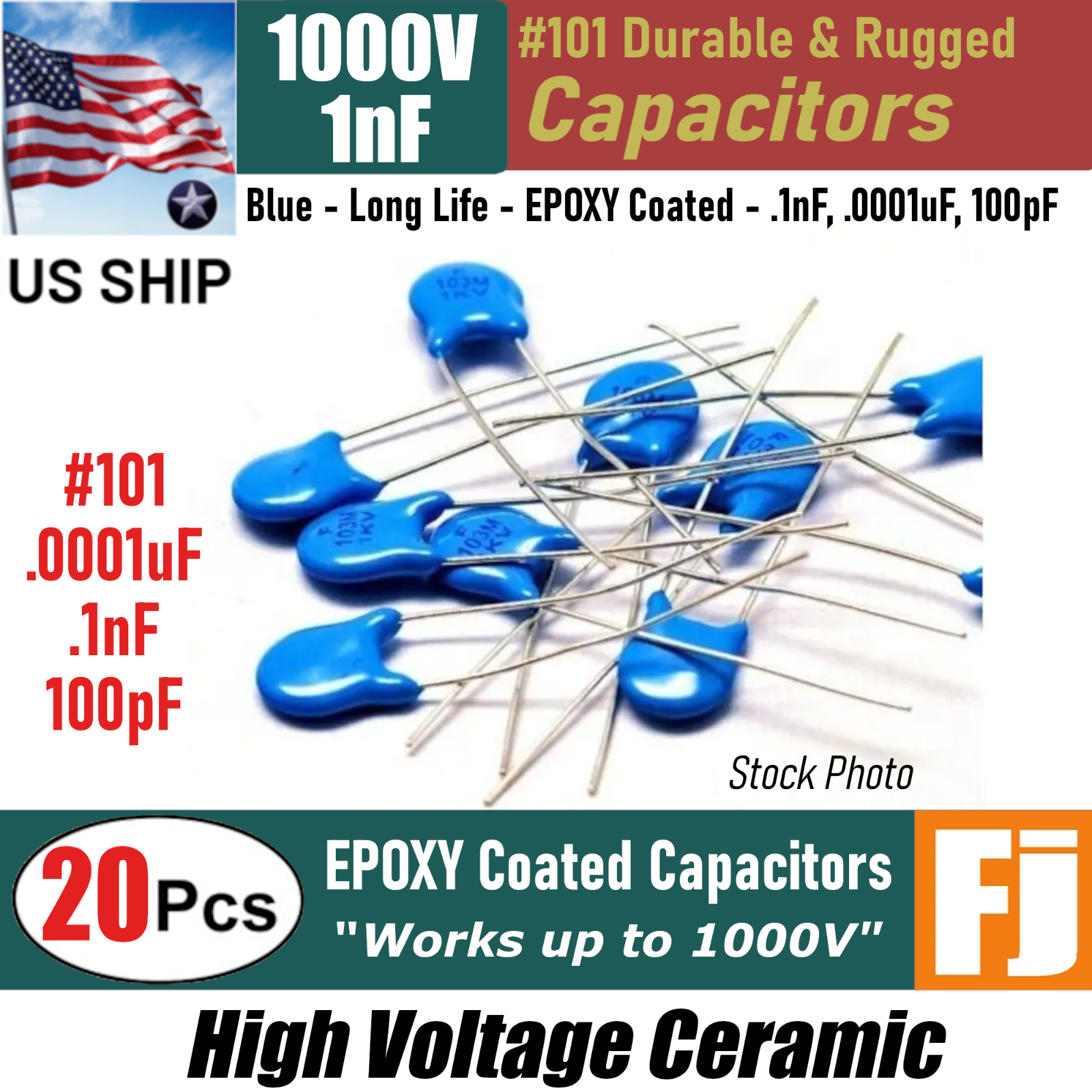20x 1nF .1uF 100pF 1KV High Voltage Ceramic Capacitors