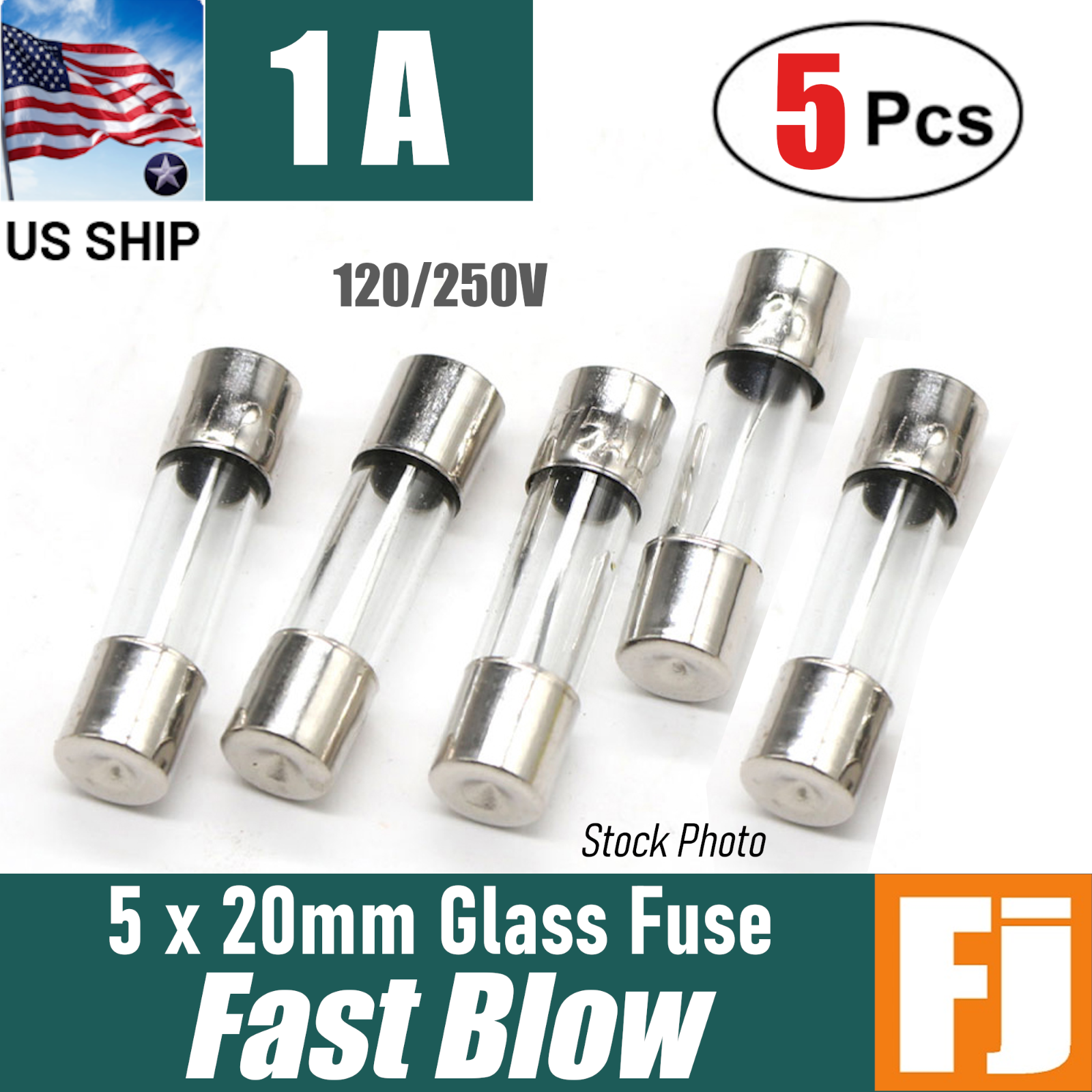 5 Pcs Fast-Blow Fuse 1A 250V Glass Fuses 5 x 20 mm (1 Amp) | US Ship