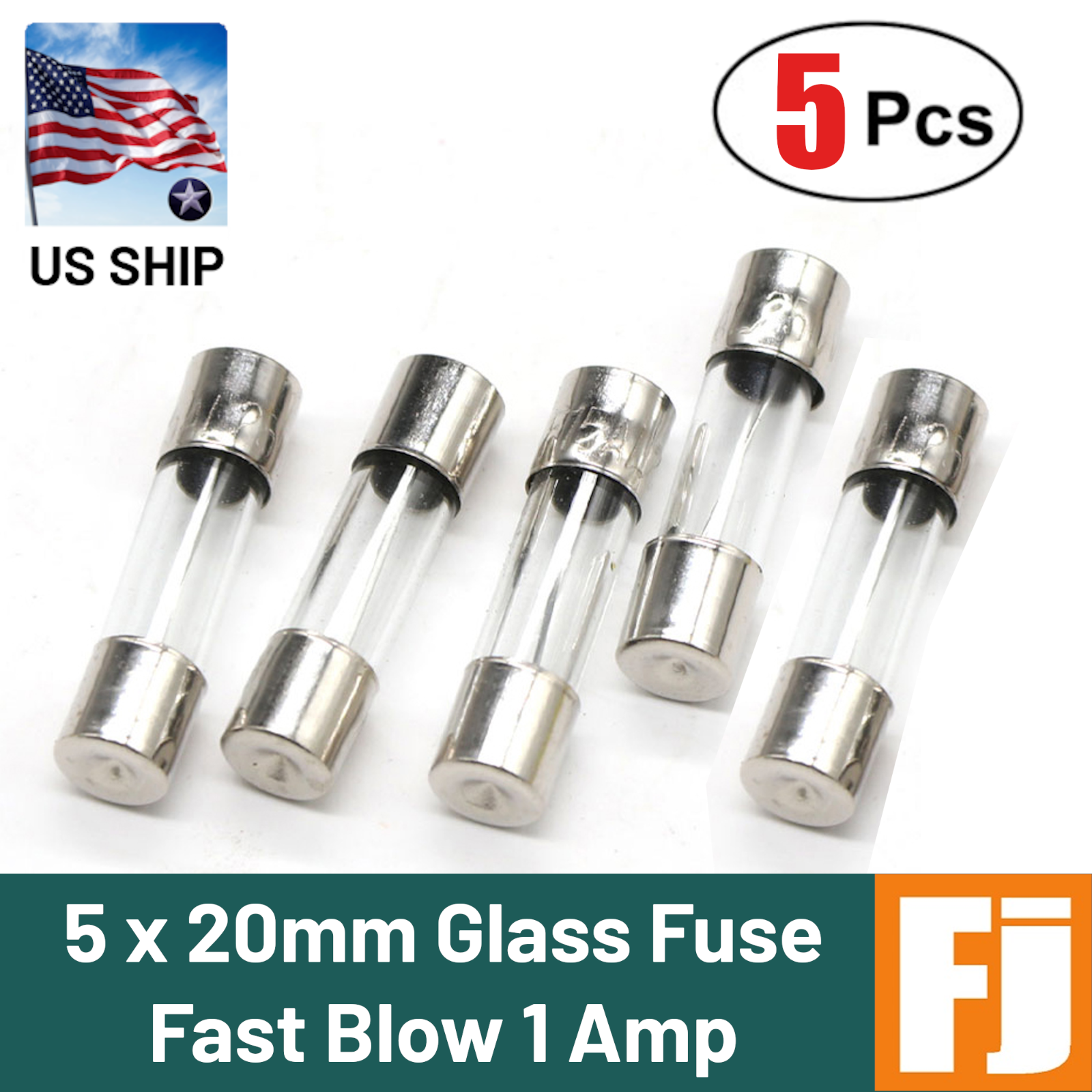 5 Pcs Fast-Blow Fuse 1A 250V Glass Fuses 5 x 20 mm (1 Amp) | US Ship