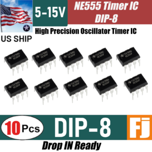 10 Pcs NE555 DIP-8 High Precision Oscillator Timer Pulse IC 555 Chip | US Ship