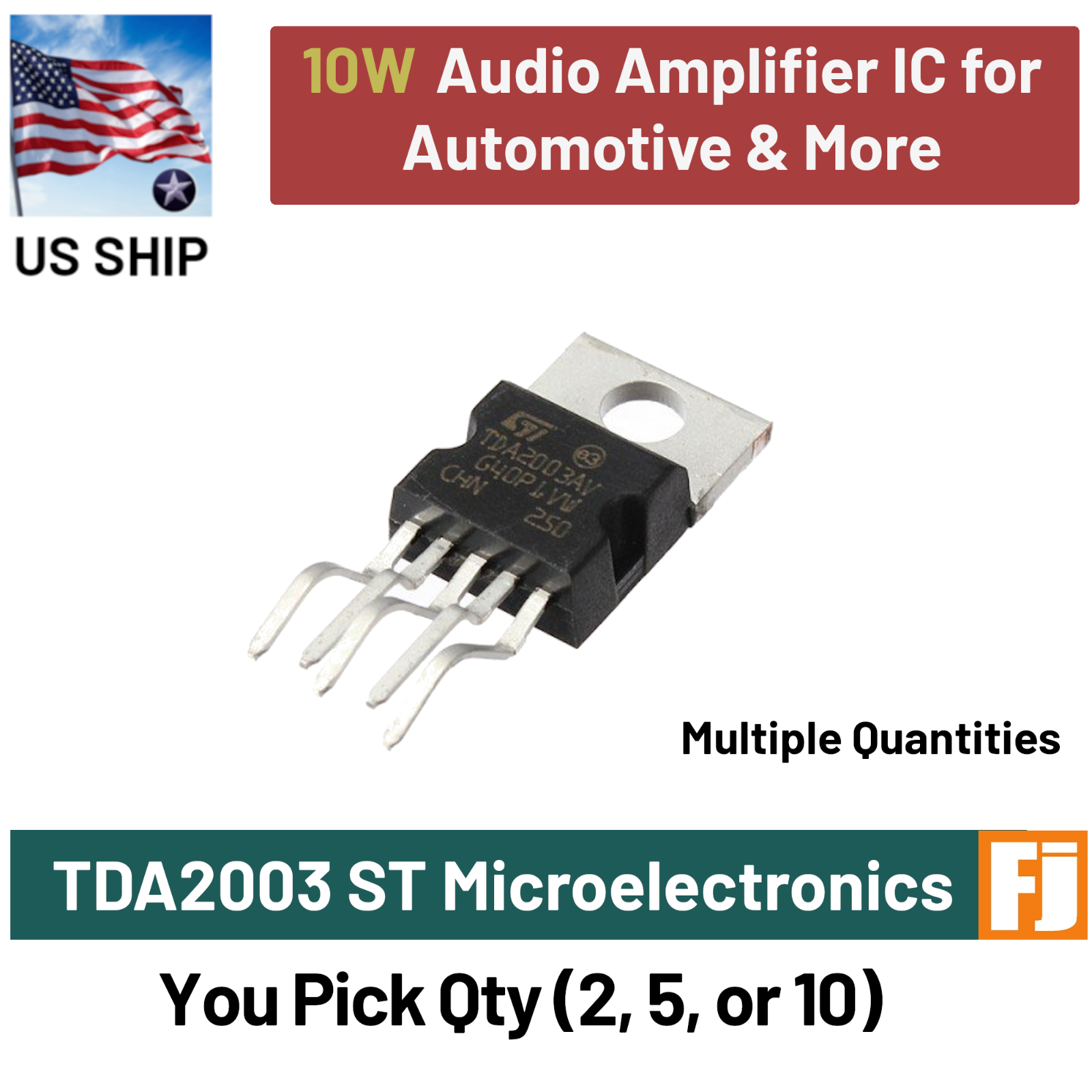 TDA2003 TDA2003A 10W ST ZIP-5 Versatile AUDIO AMPLIFIER IC Car DIY  | US Ship