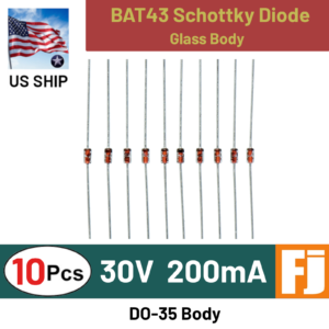 10 Pcs BAT43-T Schottky Diode 30V 200mA DO-35 Small Signal | US Ship