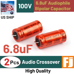 2 Pcs Audiophiler Bipolar Axial Electronic HIFI Crossover Capacitor 100V 6.8uF