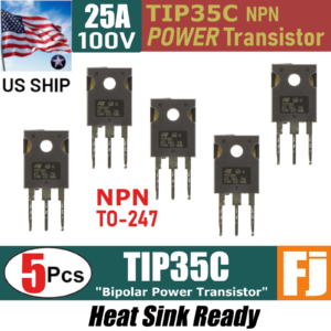 5 pcs TIP35C TIP35 NPN High Power Transistor 25A 100V Bipolar TO-247 | US Ship