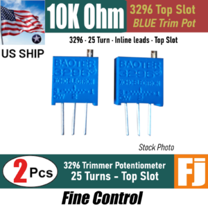 2 Pcs 3296 10K OHM Trimmer Potentiometer (103) POT  25 Turn Top Slot | US Ship