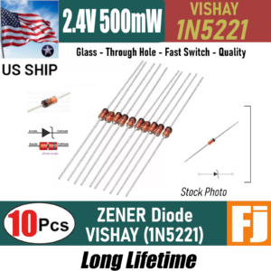 5 PCS VISHAY 1N5221B Zener Diode | IN5221B | 2.4V, 500 mW, DO-35 | US Ship