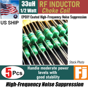 5 Pieces 33uH 1/2W Inductor Epoxy Coated RF Choke Coil | US Ship
