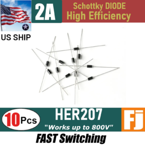 10 Pcs HER207 2A 800V | Schottky High Efficiency Diode | D0-15 | US Ship
