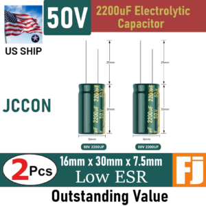 2 Pcs 50V 2200uF | 16x30mm | JCCON Low ESR Electrolytic Capacitor |  US Ship