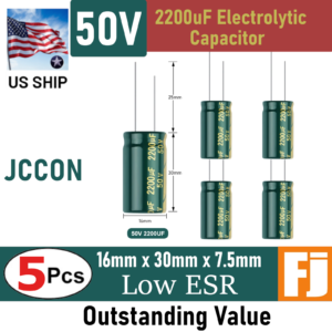 5 Pcs 50V 2200uF | 16x30mm | JCCON Low ESR Electrolytic Capacitor |  US Ship