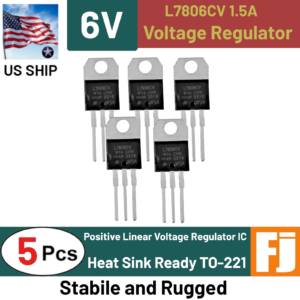 5PCS  L7806CV | 3 Pin Positive Voltage Regulator | 6V 1.5A TO-220 | US Ship