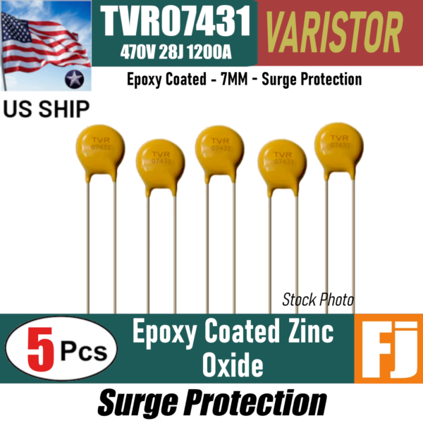 5 Pcs TVR07431 Zinc Oxide Varistor | Surge Protection | 28J 1200A 470V | US Ship