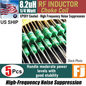 5 Pieces 8.2uH 1/4W Inductor Epoxy Coated RF Choke Coil | US Ship