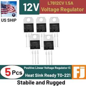 5PCS  L7812CV | 3 Pin Positive Voltage Regulator | 12V 1.5A TO-220 | US Ship
