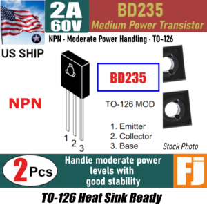 2 Pcs - BD235 NPN Medium Power Transistor | TO-126 | 2.0 Amp 60 Volts | US Ship