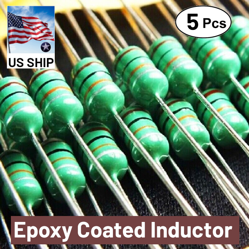 5 Pieces 3.3uH 1/2W Inductor Epoxy Coated RF Choke Coil | US Ship