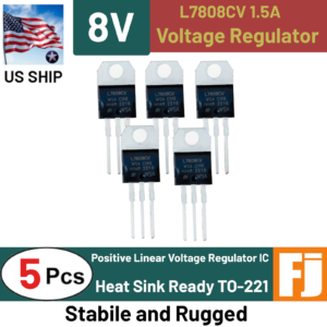 5PCS  L7808CV | 3 Pin Positive Voltage Regulator | 8V 1.5A TO-220 | US Ship
