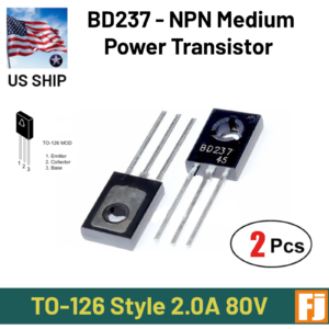 2 Pcs - BD237 NPN Transistor | TO-126 | 2 Amp 80 Volts | US Ship