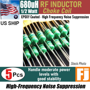 5 Pieces 680uH 1/2W Inductor Epoxy Coated RF Choke Coil | US Ship