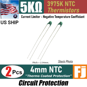 2 Pieces | 5K OHM 3975K | NTC Current Limiter THERMISTOR 4MM | US SHIP