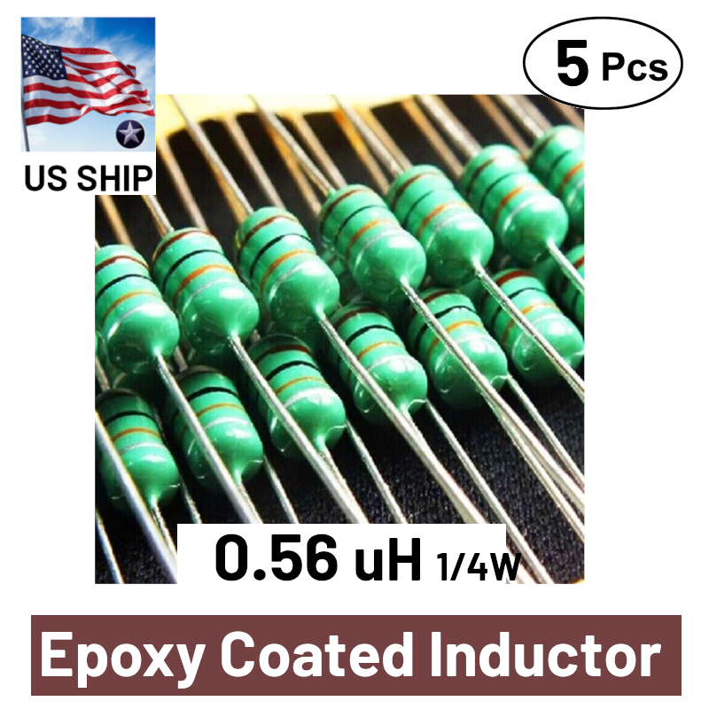 5 Pieces 0.56uH 1/4W Inductor Epoxy Coated RF Choke Coil | US Ship