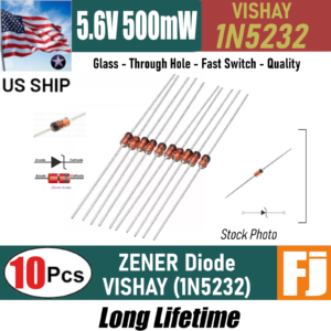 5 PCS VISHAY 1N5232B Zener  Diode | IN5232B | 5.6V, 500 mW, DO-35 | US Ship