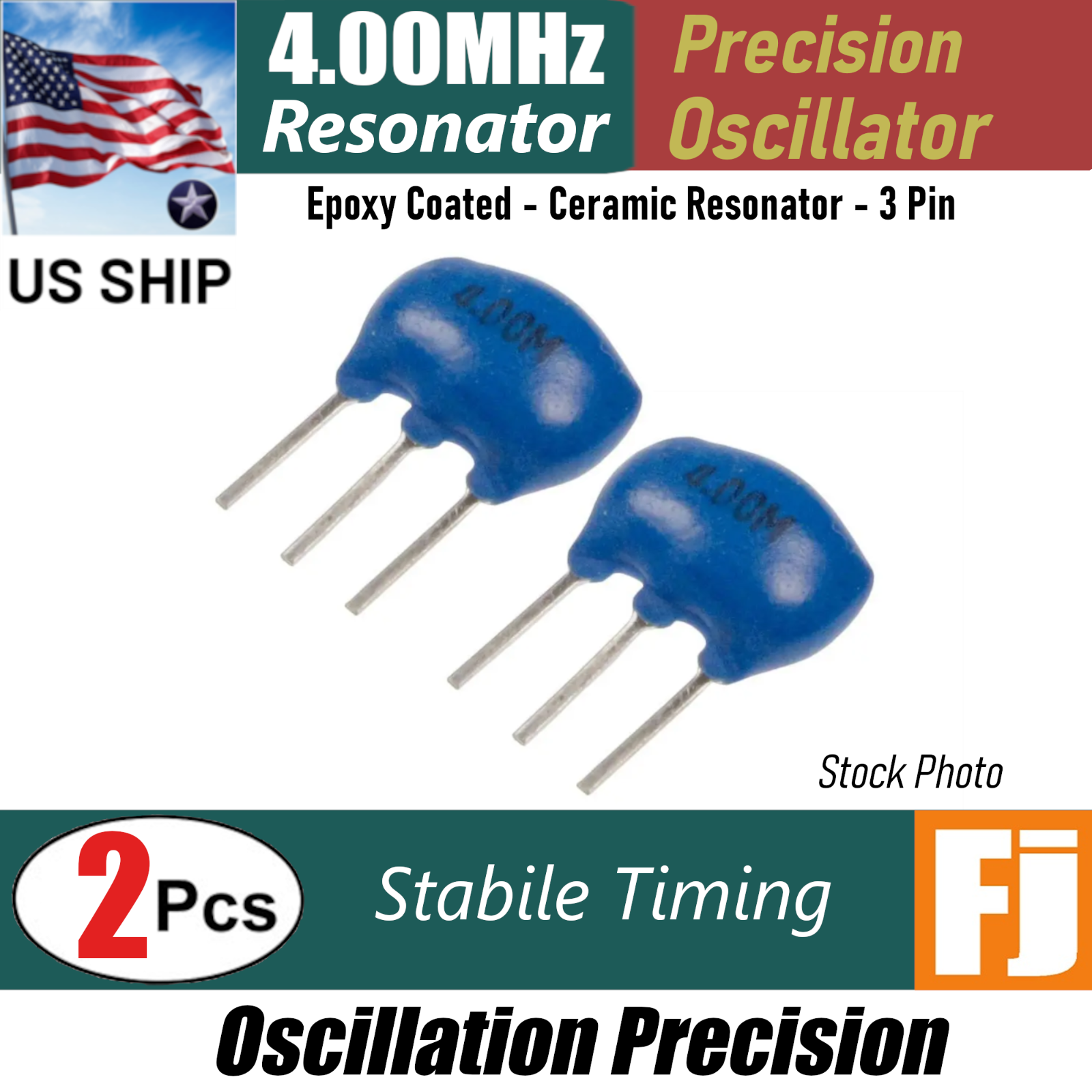 2PCS | 4MHz 4.000MHz | 3 Pins Ceramic Resonator | Crystal Oscillator | US Ship