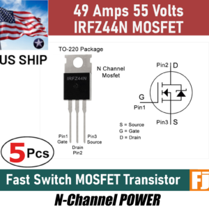 5pcs IRFZ44N IRFZ44 Power MOSFET Transistor 49A 55V Fast Switching IR | US Ship