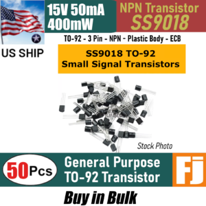 50pcs SS9018 S9018 NPN Transistor TO-92 15V 50mA 400mW | US Ship
