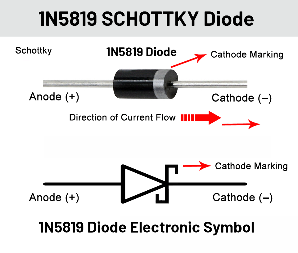 1N5819 Diode (10 Pcs) 1A 40V Schottky Barrier Diode DO-41 IN5819 | US SHIP