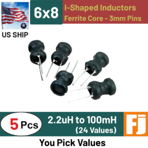 5 Pcs Radial Ferrite Choke 2.2uH to 100mH 6x8 I-Shaped Inductor Coil | US Ship