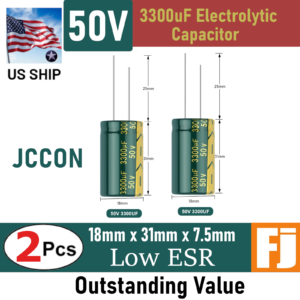 2 Pcs 50V 3300uF | 18x36mm | JCCON Low ESR Electrolytic Capacitor |  US Ship