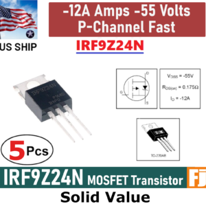 5x IRF9Z24N IRF9Z24 Power MOSFET Transistor -12A 55V Fast Switch PNP | US Ship
