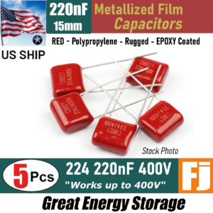 5pcs 224 220nF 400V 15mm Metallized Polypropylene Film Capacitor | US Ship
